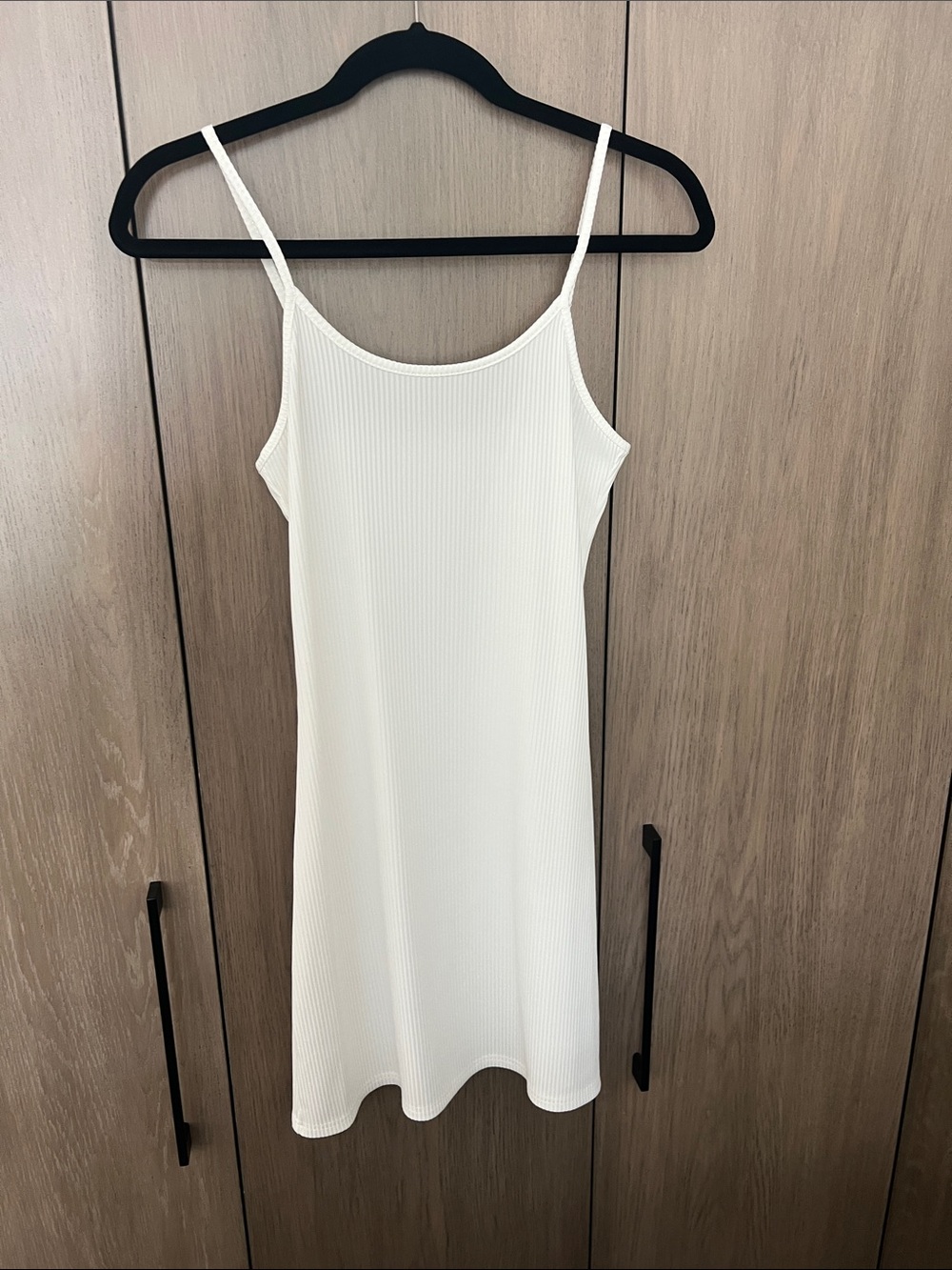 Women’s Cream Ribbed Slip Dress – Minimal Spaghetti Strap